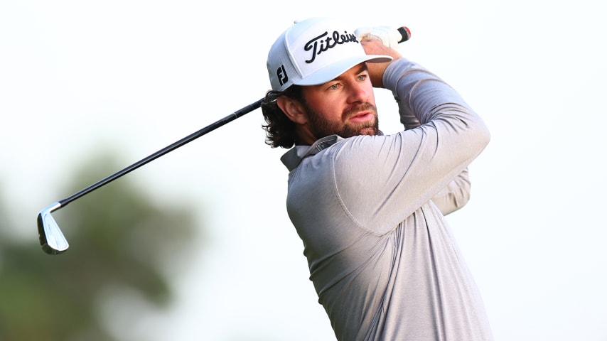 Cameron Young shot a first-round 5-under 67 to share the lead at the Hero Dubai Desert Classic. (Francois Nel/Getty Images)